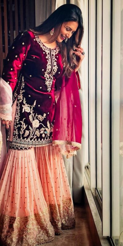 KD 1138 Maroon Top : Heavy Velvet Work : Thread Work Wedding, Party, Festive, Events Etc. Thread Work Sharara @2049 | Salwar suit, Casual Suits, Creative suits, Designer Suits, Palazzo Suits, Party Wear Suits, Straight Suits