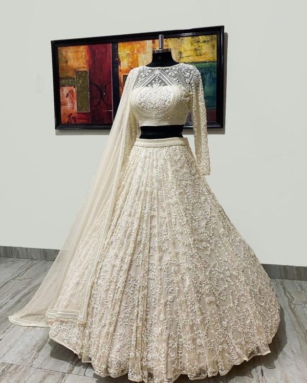Beautiful White Color Georgette with embroidery Lehenga Choli (2)