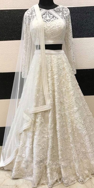 Beautiful White Color Georgette with embroidery Lehenga Choli (2)