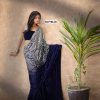 Entrancing Navy Blue Color Heavy 60 Gram Georgette Sequins Saree