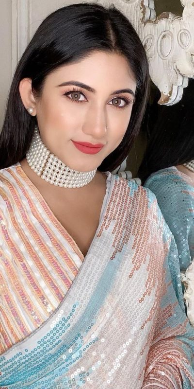 Stylish White Color Soft georgette shaded sequence work Saree