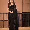 Superb Black Color Georgette Embroidery Sequins work Saree