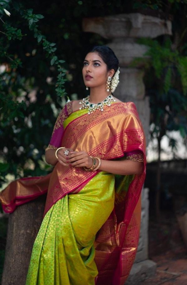 KP 4018 Green Color Soft Lichi Silk Jacquard Work Saree Casual, Party Wear, Wedding, Events Etc. Expected Delivery 4-6 Working Days @1499/- | Sarees, Bollywood Sarees, Creative Sarees, Designer Sarees, Embroidered Sarees, Ethnic Saree, Modern Digital sarees, Party Wear Sarees