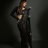 Beautiful Black Color Georgette Heavy Sequins Embroidery Saree