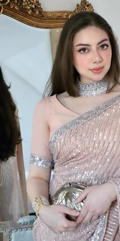 Dazzling Peach Color Georgette Embroidery Sequence Saree