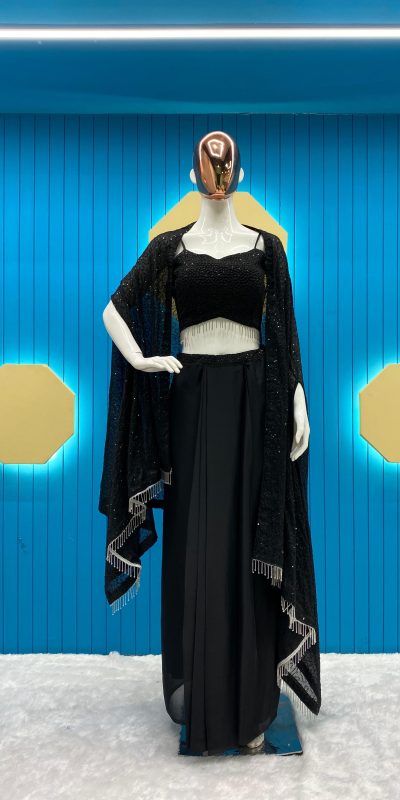 Special Black Color Rangoli Silk Threads Embroidery Salwar Suit