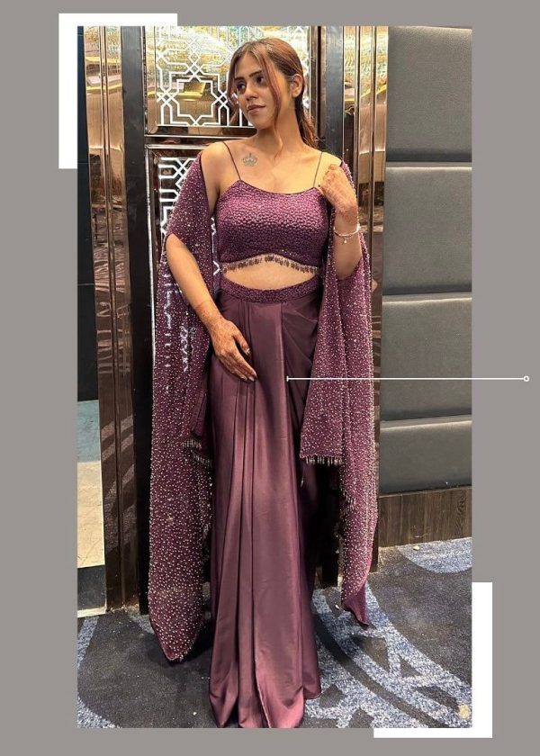 Purple Rangoli Silk Threads Embroidery Salwar Suit - Image 4