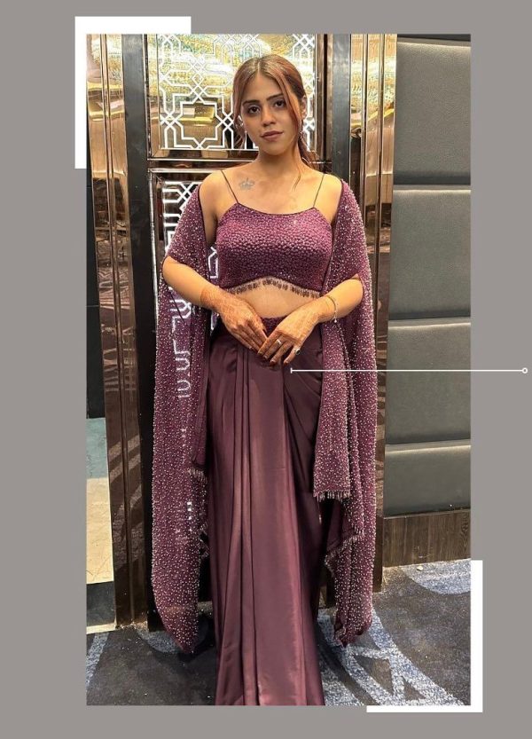 Purple Rangoli Silk Threads Embroidery Salwar Suit - Image 3