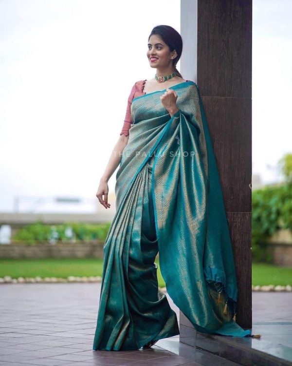 KP 4099 Blue Color Soft Lichi Silk Cloth Rich Pallu All Over Saree Events Casual, Wedding, Festive, Events Etc. Expected Delivery  4-6 Working Days @1349/- | Sarees, Bollywood Sarees, Creative Sarees, Designer Sarees, Embroidered Sarees, Ethnic Saree, Modern Digital sarees, Party Wear Sarees