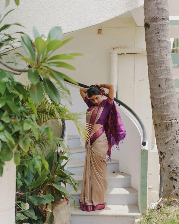 KP - 5044 Cream Color Soft Lichi Silk Jacquard On All Over Saree Casual, Party Wear, Wedding, Events Etc. Expected Delivery 4-6 Working Days @1449/- | Sarees, Bollywood Sarees, Creative Sarees, Designer Sarees, Embroidered Sarees, Ethnic Saree, Modern Digital sarees, Party Wear Sarees