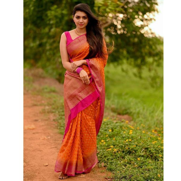 KP 3079 Orange Color Soft Lichi Silk Cloth Rich Pallu All Over Saree Events Casual, Wedding, Festive, Events . Expected Delivery  4-6 Working Days @1449/- | Sarees, Bollywood Sarees, Creative Sarees, Designer Sarees, Embroidered Sarees, Ethnic Saree, Modern Digital sarees, Party Wear Sarees