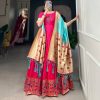 YNF5302  Pink Color Jacquard Silk Paithani Zari Designer Gown Casual, Wedding, Festive, Events, Designer Party Wear,  Expected Delivery 4-6 Working Days @1849 | Gowns, Bollywood Gowns, Creative Gowns, Designer Gowns, Embroidered Gowns, Party Wear Gowns