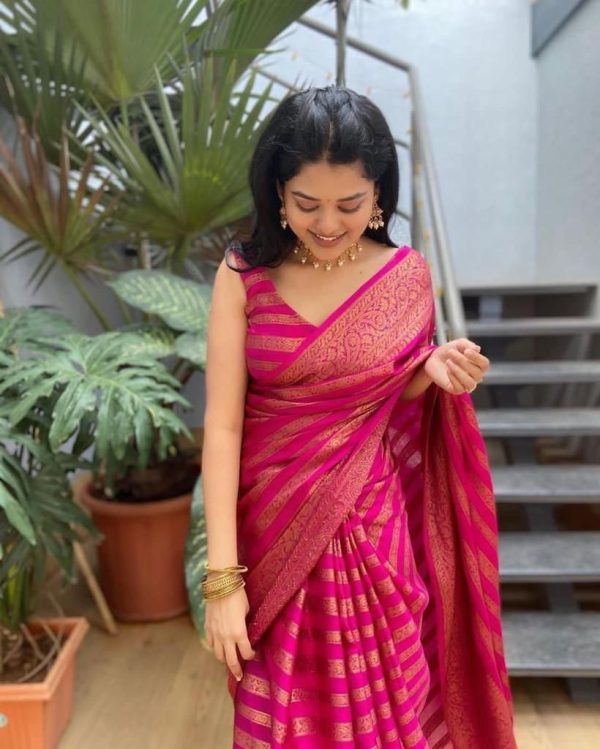 KP 4085 Pink Color Soft Lichi Silk Jacquard On All Over Saree Casual, Party Wear, Wedding, Events Etc. Expected Delivery 4-6 Working Days @1399/- | Sarees, Bollywood Sarees, Creative Sarees, Designer Sarees, Embroidered Sarees, Ethnic Saree, Modern Digital sarees, Party Wear Sarees