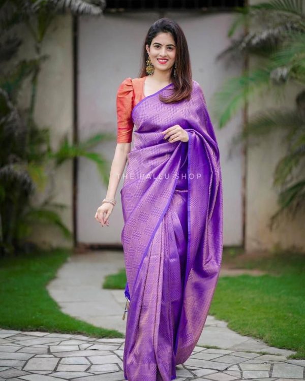 KP 4099 Purple Color Soft Lichi Silk Cloth Rich Pallu All Over Saree Events Casual, Wedding, Festive, Events Etc. Expected Delivery  4-6 Working Days @1349/- | Sarees, Bollywood Sarees, Creative Sarees, Designer Sarees, Embroidered Sarees, Ethnic Saree, Modern Digital sarees, Party Wear Sarees