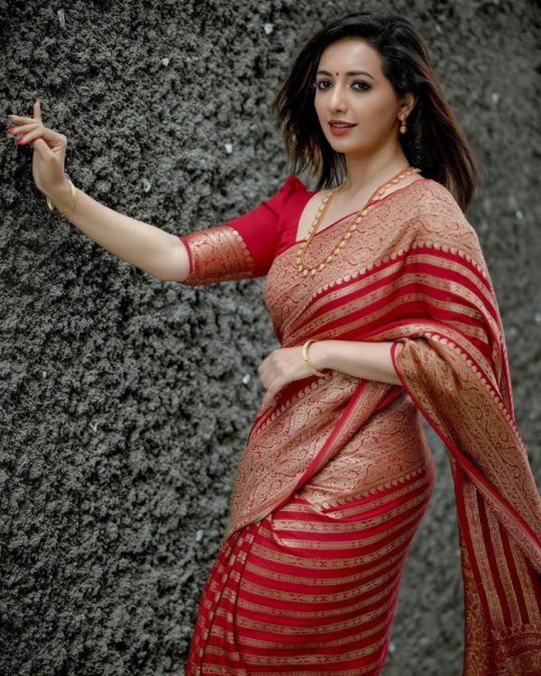 KP 4085 Red Color Soft Lichi Silk Jacquard On All Over Saree Casual, Party Wear, Wedding, Events Etc. Expected Delivery 4-6 Working Days @1399/- | Sarees, Bollywood Sarees, Creative Sarees, Designer Sarees, Embroidered Sarees, Ethnic Saree, Modern Digital sarees, Party Wear Sarees