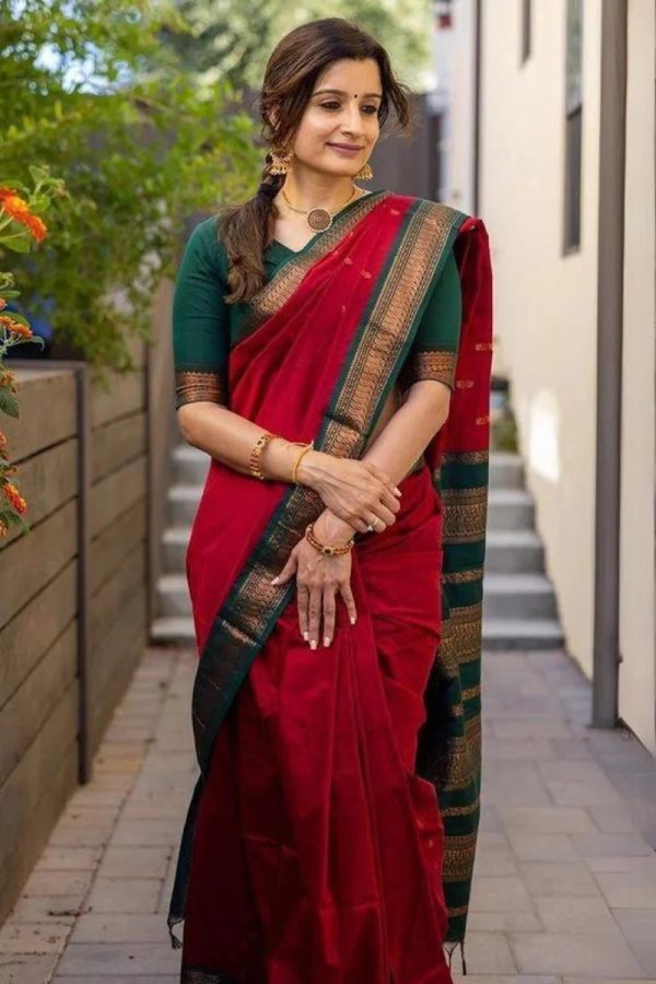 KP - 5044 Red Color Soft Lichi Silk Jacquard On All Over Saree Casual, Party Wear, Wedding, Events Etc. Expected Delivery 4-6 Working Days @1449/- | Sarees, Bollywood Sarees, Creative Sarees, Designer Sarees, Embroidered Sarees, Ethnic Saree, Modern Digital sarees, Party Wear Sarees
