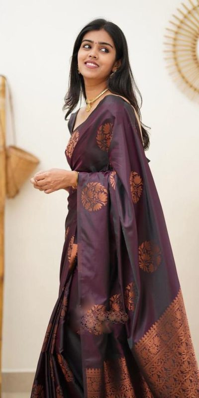 KP 4064 Wine Color Soft Lichi Silk Jacquard On All Over Saree Casual, Party Wear, Wedding, Events Etc. Expected Delivery 4-6 Working Days @1249/- | Sarees, Bollywood Sarees, Creative Sarees, Designer Sarees, Embroidered Sarees, Ethnic Saree, Modern Digital sarees, Party Wear Sarees