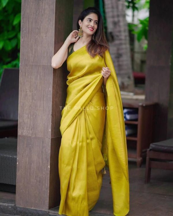 KP 4099 Yellow Color Soft Lichi Silk Cloth Rich Pallu All Over Saree Events Casual, Wedding, Festive, Events Etc. Expected Delivery  4-6 Working Days @1349/- | Sarees, Bollywood Sarees, Creative Sarees, Designer Sarees, Embroidered Sarees, Ethnic Saree, Modern Digital sarees, Party Wear Sarees