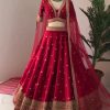 Artful Red Color Georgette Embroidery Sequence Lehenga Choli