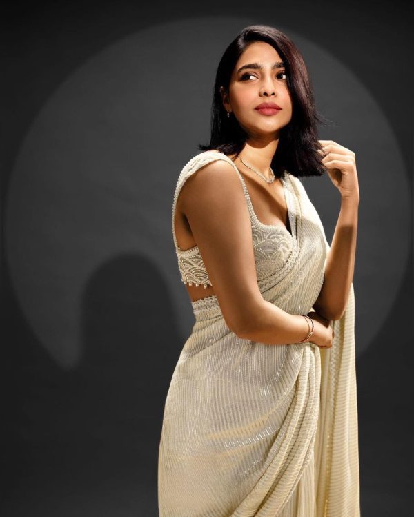 Gorgeous White Color Georgette Sequins Embroidery Work Saree