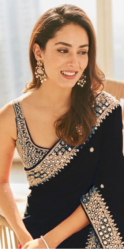 Grand Black Color Georgette Dori Thread Sequence Work Saree