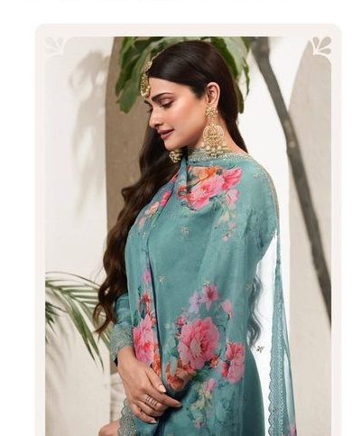 Grand Blue Color Viscose Chinon Embroidered Sequence Salwar Suit