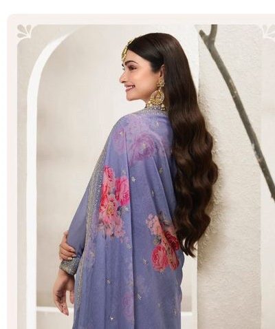 Grand Violet Viscose Chinon Embroidered Sequence Salwar Suit