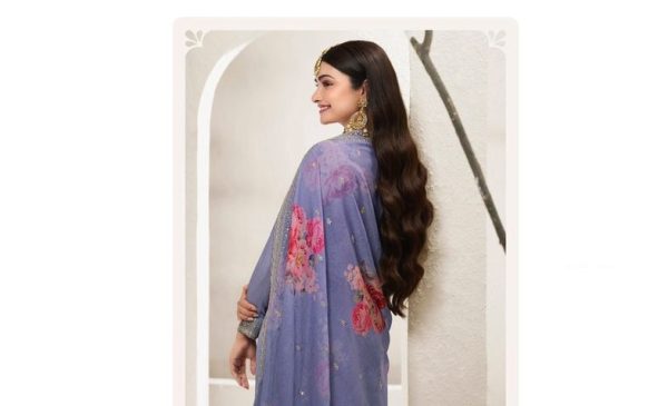 Grand Violet Viscose Chinon Embroidered Sequence Salwar Suit