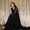 Majestic Black Color Georgette Embroidery Sequence Piping Saree