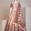 Nice Peach Color Silk Embroidery Sequins Amazing Print Lehenga Choli