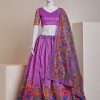 Nice Purple Silk Embroidery Sequins Amazing Print Lehenga Choli