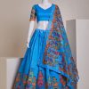 Nice Sky Blue Color Silk Embroidery Sequins Amazing Print Lehenga Choli