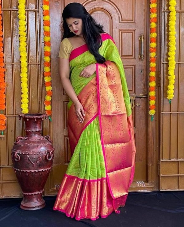 KP 4005 Green Color Soft Lichi Silk Jacquard On All Over Saree Casual, Party Wear, Wedding, Events Etc. Expected Delivery 4-6 Working Days @1449/- | Sarees, Bollywood Sarees, Creative Sarees, Designer Sarees, Embroidered Sarees, Ethnic Saree, Modern Digital sarees, Party Wear Sarees