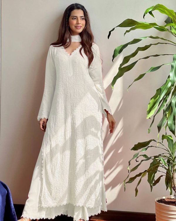 BE 170 White Color Georgette Thread Embroidery Salwar Suit Wedding, Party, Festive events, etc.  Expected Delivery  4-6 Working Days @1999/- | Salwar suit, Casual Suits, Creative suits, Designer Suits, Palazzo Suits, Party Wear Suits, Patiala Suits, Straight Suits