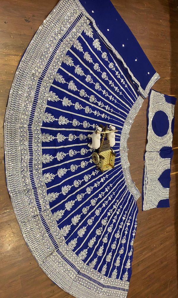 Attractive Royal Blue Color Georgette Embroidered Lehenga Choli