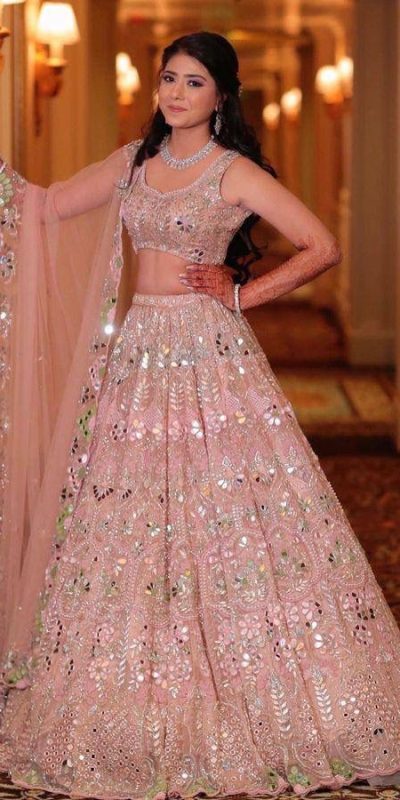 Grand Light Pink Color Soft Butterfly Net Embroidered Lehenga Choli