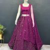 Grand Purple Color Georgette Embroidery Lehenga Choli