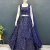 Grand Royal Blue Color Georgette Embroidery Lehenga Choli