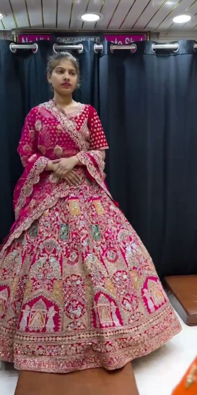 Luminous Pink Color Malai Satin Silk Embroidered Lehenga Choli