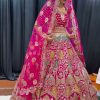 Luminous Pink Color Malai Satin Silk Embroidered Lehenga Choli