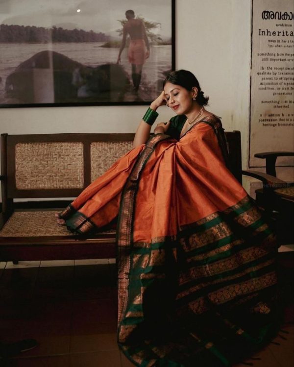 KP 5004 Orange Color Soft Lichi Silk Jacquard On All Over Saree Casual, Party Wear, Wedding, Events Etc. Expected Delivery 4-6 Working Days @1449/- | Sarees, Bollywood Sarees, Creative Sarees, Designer Sarees, Embroidered Sarees, Ethnic Saree, Modern Digital sarees, Party Wear Sarees