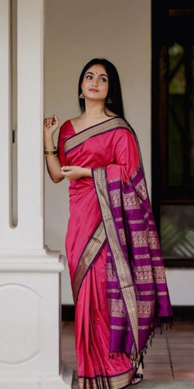 KP 5004 Pink Color Soft Lichi Silk Jacquard On All Over Saree Casual, Party Wear, Wedding, Events Etc. Expected Delivery 4-6 Working Days @1449/- | Sarees, Bollywood Sarees, Creative Sarees, Designer Sarees, Embroidered Sarees, Ethnic Saree, Modern Digital sarees, Party Wear Sarees
