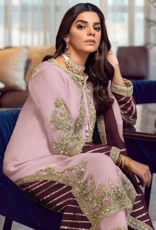 Aglow Light Purple Georgette Embroidery Sequence Salwar Suit