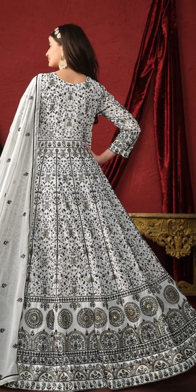 Beautiful White Color Georgette Embroidery Salwar Suit