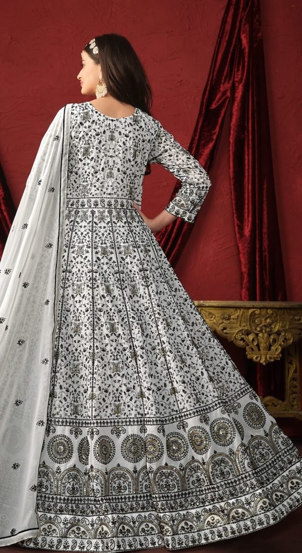 Beautiful White Color Georgette Embroidery Salwar Suit