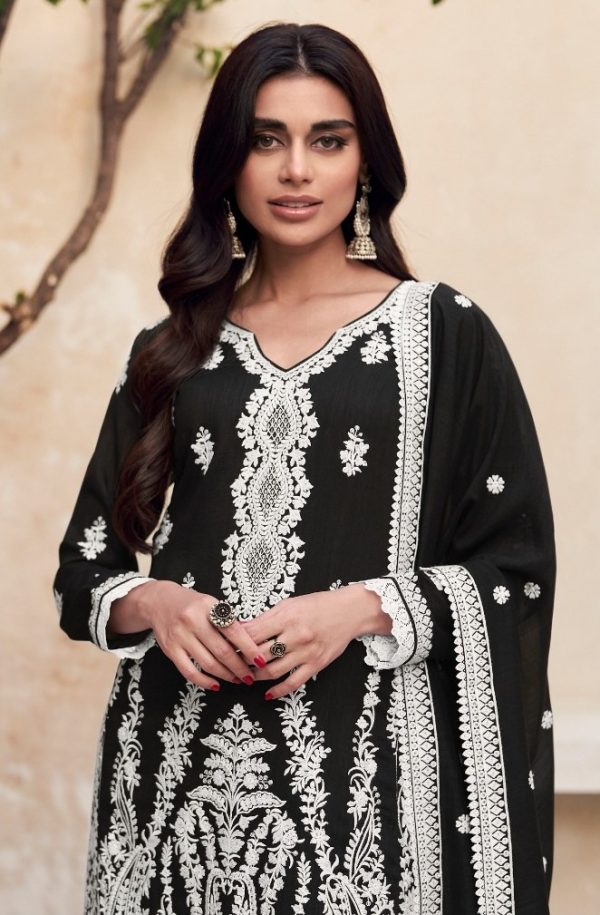 Dazzling Black Color Heavy Vichitra Embroidery Sharara Suit