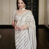 Fancy White Color Georgette Embroidery Sequins Saree Fancy White Color Georgette Embroidery Sequins Saree