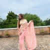 Pink Georgette Embroidery Sequence Saree
