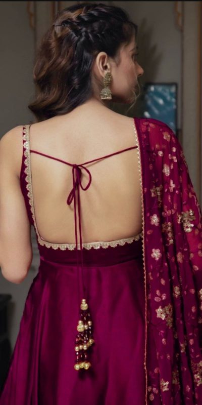 Gorgeous Purple Heavy Faux Georgette With Fully Flair Salwar Suit