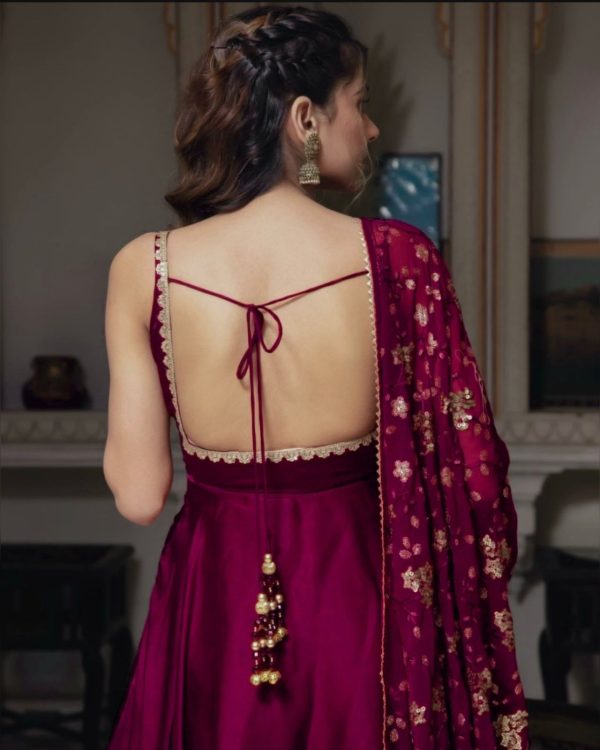 Gorgeous Purple Heavy Faux Georgette With Fully Flair Salwar Suit